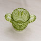 Vintage Imperial Small Green Glass Toothpick Holder with 2 Handles