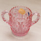 Vintage Imperial Small Pink Glass Toothpick Holder with 2 Handles