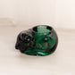 Vintage Indiana Glass Dark Green Glass Kitty Cat Votive Candleholder