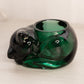 Vintage Indiana Glass Dark Green Glass Kitty Cat Votive Candleholder