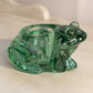 Vintage Indiana Glass Medium Green Frog Candleholder