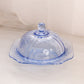 Vintage Indiana Glass Recollection Blue Glass Butter Cheese Dish