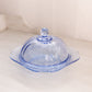 Vintage Indiana Glass Recollection Blue Glass Butter Cheese Dish
