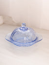 Vintage Indiana Glass Recollection Blue Glass Butter Cheese Dish
