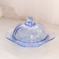 Vintage Indiana Glass Recollection Blue Glass Butter Cheese Dish
