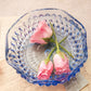 Vintage Indiana Glass Small Blue Diamond Point Ruffle Dish
