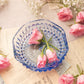 Vintage Indiana Glass Small Blue Diamond Point Ruffle Dish