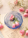 Vintage Indiana Glass Small Blue Diamond Point Ruffle Dish