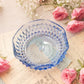 Vintage Indiana Glass Small Blue Diamond Point Ruffle Dish
