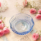 Vintage Indiana Glass Small Blue Diamond Point Ruffle Dish