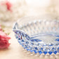 Vintage Indiana Glass Small Blue Diamond Point Ruffle Dish