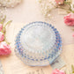 Vintage Indiana Glass Small Blue Diamond Point Ruffle Dish
