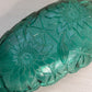 Vintage Indiana Lily Pons Oval Teal Green Floral Handled Glass Dish
