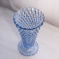 Vintage Indiana Medium Blue Glass Diamond Point Footed Vase
