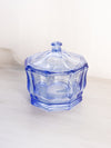 Vintage Indiana Octagonal Blue Glass Lidded Dish