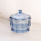 Vintage Indiana Octagonal Dark Blue Glass Lidded Dish Blue