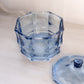 Vintage Indiana Octagonal Dark Blue Glass Lidded Dish Blue