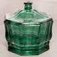 Vintage Indiana Octagonal Dark Green Glass Lidded Dish