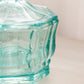 Vintage Indiana Octagonal Teal Glass Lidded Dish