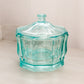 Vintage Indiana Octagonal Teal Glass Lidded Dish