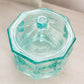 Vintage Indiana Octagonal Teal Glass Lidded Dish