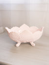 Vintage Jeannette Glass Large 4-Toed Oval Shell Pink Milk Glass Bowl