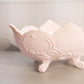 Vintage Jeannette Glass Large 4-Toed Oval Shell Pink Milk Glass Bowl
