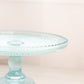Vintage Jeannette Glass Light Blue Cake Stand with Fancy Details