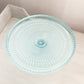 Vintage Jeannette Glass Light Blue Cake Stand with Fancy Details