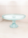 Vintage Jeannette Glass Light Blue Cake Stand with Fancy Details