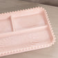 Vintage Jeannette Glass Rectangular Pink Milk Glass Divided Tray