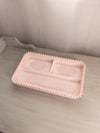 Vintage Jeannette Glass Rectangular Pink Milk Glass Divided Tray