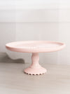 Vintage Jeannette Glass Shell Pink Milk Glass Cake Stand