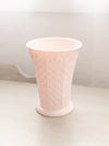 Vintage Jeannette Glass Shell Pink Milk Glass Crosshatch Vase