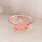 Vintage Jeannette Glass Small Pink Bowl with 3 Toes and Swirl Design