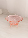 Vintage Jeannette Glass Small Pink Bowl with 3 Toes and Swirl Design
