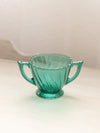 Vintage Jeannette Glass Swirl Ultramarine Blue Green Glass Sugar Bowl