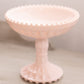 Vintage Jeannette Shell Pink Milk Glass Compote with Beaded Edge