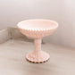 Vintage Jeannette Shell Pink Milk Glass Compote with Beaded Edge
