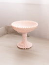 Vintage Jeannette Shell Pink Milk Glass Compote with Beaded Edge