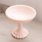 Vintage Jeannette Shell Pink Milk Glass Compote with Beaded Edge