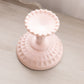 Vintage Jeannette Shell Pink Milk Glass Compote with Beaded Edge