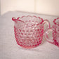 Vintage L.E. Smith Pink Glass Hobnail Creamer & Sugar Set