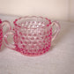 Vintage L.E. Smith Pink Glass Hobnail Creamer & Sugar Set