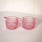 Vintage L.E. Smith Pink Glass Hobnail Creamer & Sugar Set