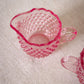 Vintage L.E. Smith Pink Glass Hobnail Creamer & Sugar Set