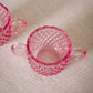 Vintage L.E. Smith Pink Glass Hobnail Creamer & Sugar Set