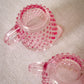 Vintage L.E. Smith Pink Glass Hobnail Creamer & Sugar Set