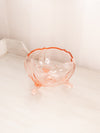Vintage Lancaster Glass Company Medium Pink Petal Bowl with 3 Toes