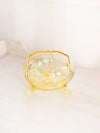 Vintage Lancaster Glass Company Medium Yellow Petal Bowl with 3 Toes